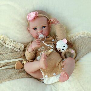 20 Inch Light Brown Onesize Cute Lifelike Real Life Newborn Silicone Baby Dolls
